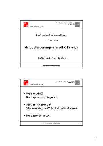 Herausforderungen im ABK-Bereich - STiNE