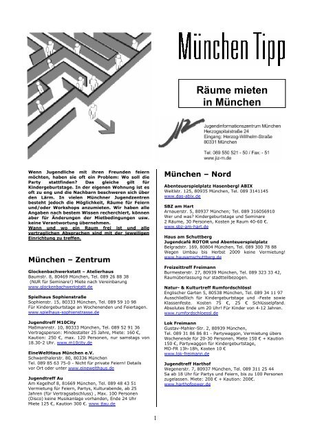 Räume mieten in München - JIZ