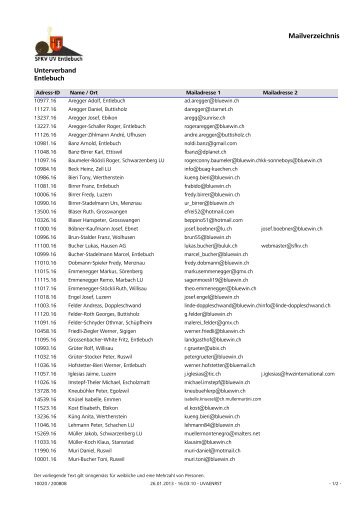 E-Mail UVE - Unterverband Entlebuch der SFKV