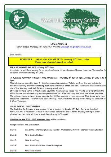 Newsletter 28 June No 34[2] - West Hill Primary School