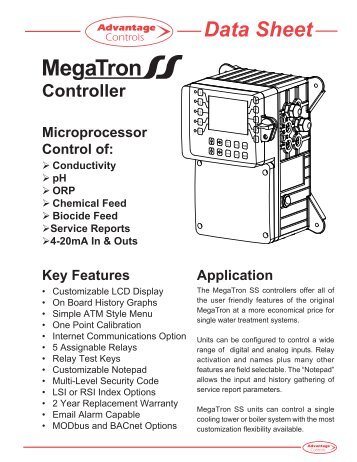 MegaTron SS (Controllers) Data Sheet - Advantage Controls