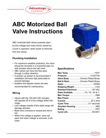 ABC Motorized Ball Valve Instructions - Advantage Controls