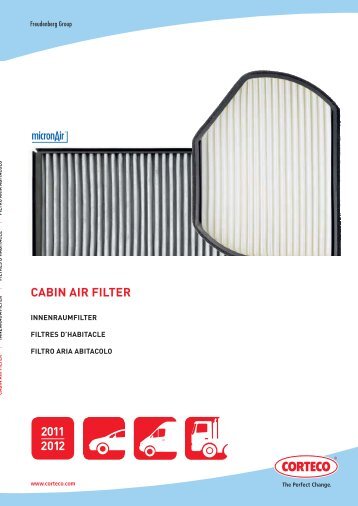 Catalogue cabin air filter - Corteco