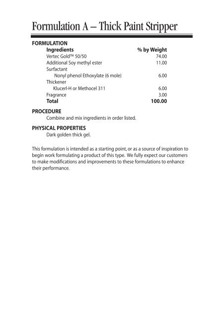 The Formulary Guide for Methyl Soyate - Soy New Uses