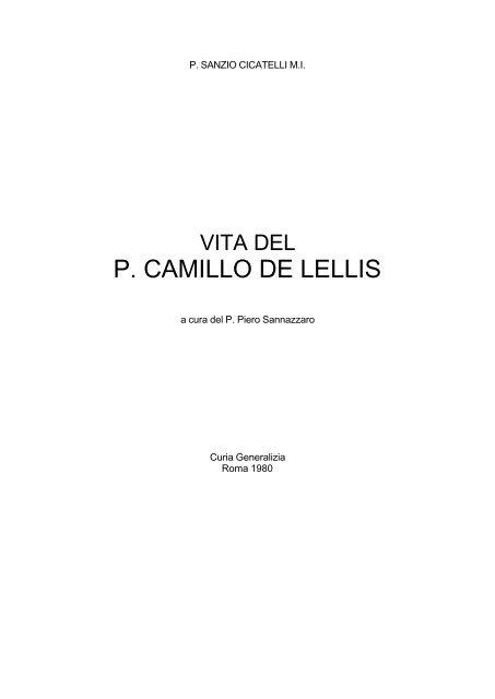Sanzio Cicatelli - Vita del P. Camillo de Lellis - Camilliani