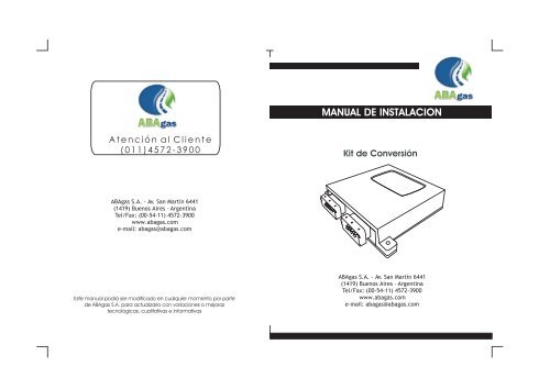 MANUAL DE INSTALACION - ABA Gas