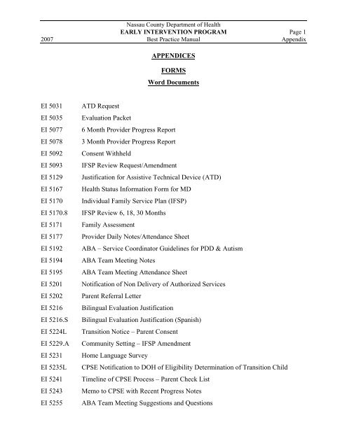 APPENDICES FORMS Word Documents EI 5031 ATD Request EI ...