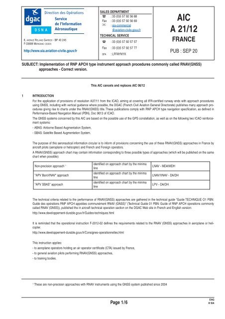 aic a 21/12 france - SIA - DGAC