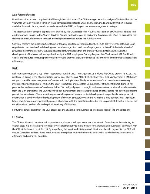 CRA Annual Report to Parliament 2011-2012 (PDF - Agence du ...