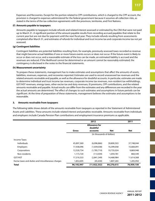 CRA Annual Report to Parliament 2011-2012 (PDF - Agence du ...