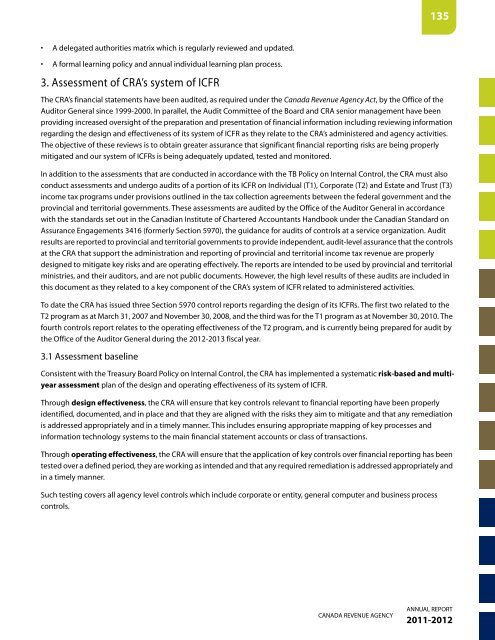 CRA Annual Report to Parliament 2011-2012 (PDF - Agence du ...