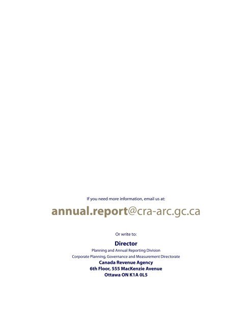 CRA Annual Report to Parliament 2011-2012 (PDF - Agence du ...