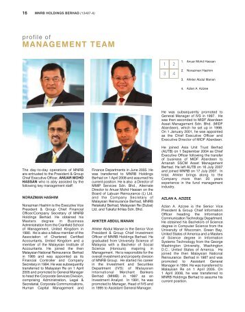 MANAGEMENT TEAM - MNRB