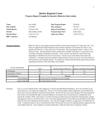 Progress Report Example - Harbor Regional Center