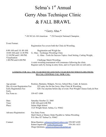 Selma's 1 Annual Gerry Abas Technique Clinic & FALL BRAWL