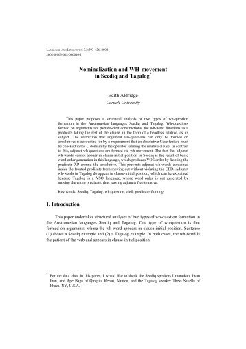 Nominalization and WH-movement in Seediq and ... - Academia Sinica