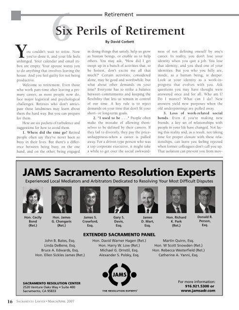 March / April 2007 - Sacramento County Bar Association