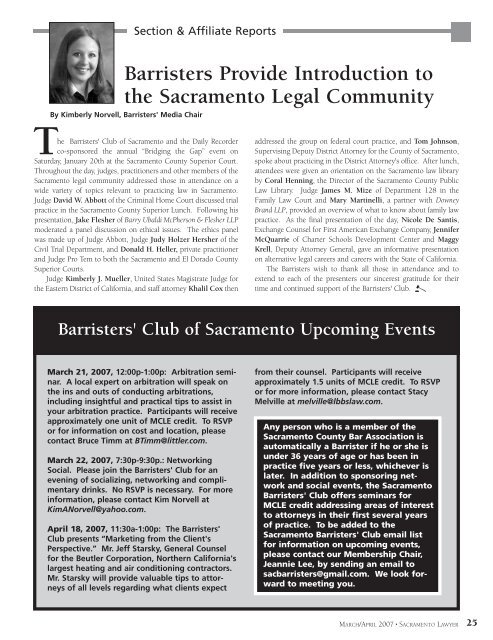 March / April 2007 - Sacramento County Bar Association