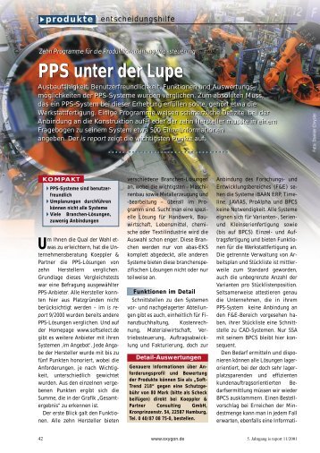 PPS unter der Lupe PPS unter der Lupe - SoftSelect