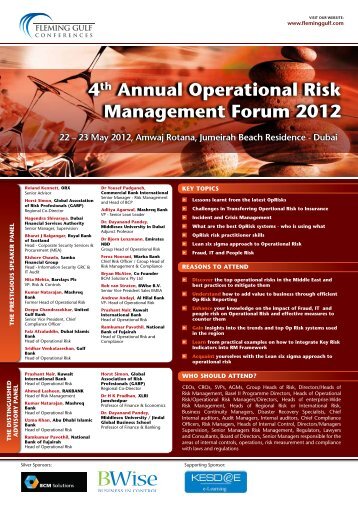 4th Annual Operational Risk Management Forum 2012 - Fleming Gulf