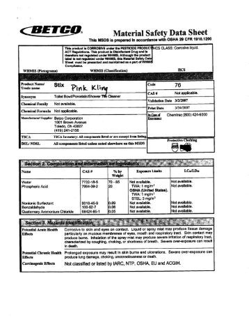 (35 Material Safety Data Sheet - Newell Paper Company