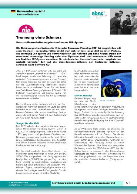 Trennung ohne Schmerz - ABAS Software AG