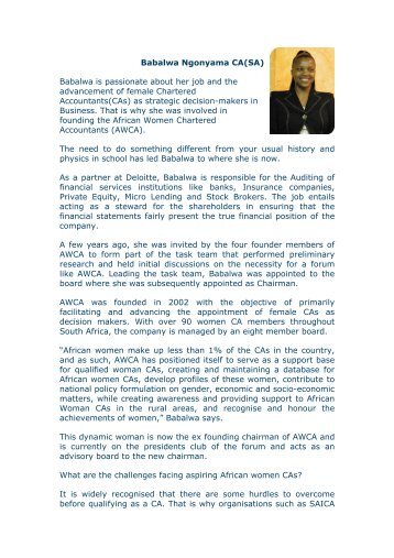 Babalwa Ngonyama CA(SA) Babalwa is passionate about ... - Unisa