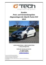 Preisliste Auspuffanlagen Abarth Punto EVO K120 - G-Tech