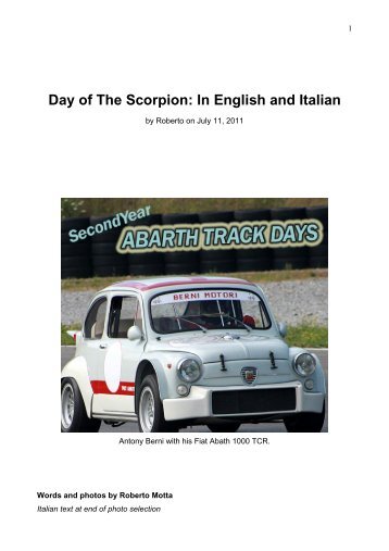 Day of The Scorpion: In English and Italian - Berni Motori