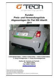 Fiat 500 Abarth Preisliste 2010 Auspuffanlagen - G-Tech