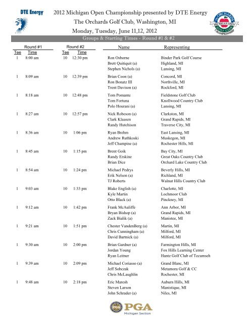 2012 Michigan Open Championship presented by DTE Energy ...