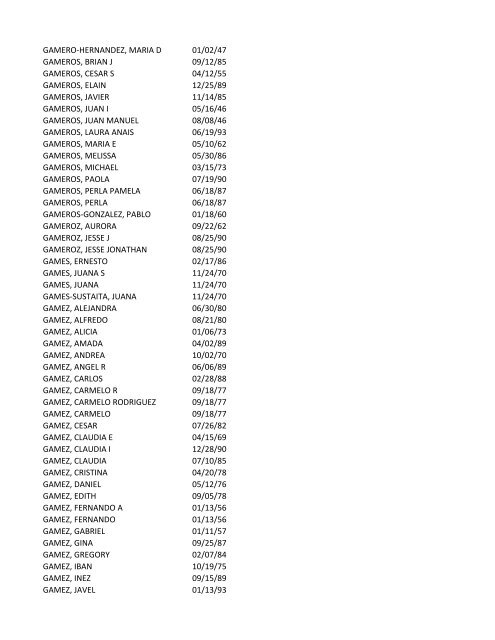 View latest list - City of El Paso