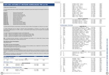 liste des voitures et moteurs homologues par la - Web 4x4