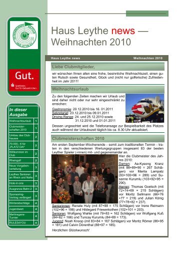 Ausgabe Weihnachten 2010 - Gelsenkirchener Golfclub Haus ...