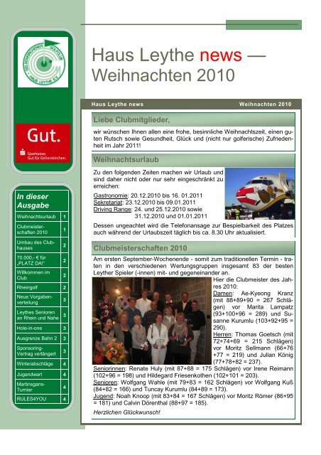 Ausgabe Weihnachten 2010 - Gelsenkirchener Golfclub Haus ...