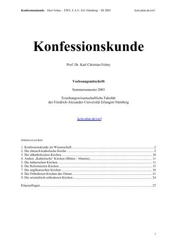 Konfessionskunde - Kein-Plan.de