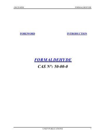 FORMALDEHYDE CAS N°: 50-00-0 - ipcs inchem
