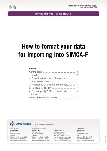 How to format your data for importing into SIMCA-P - Umetrics