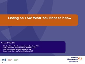 Listing on TSX: What You Need to Know - Fasken Martineau