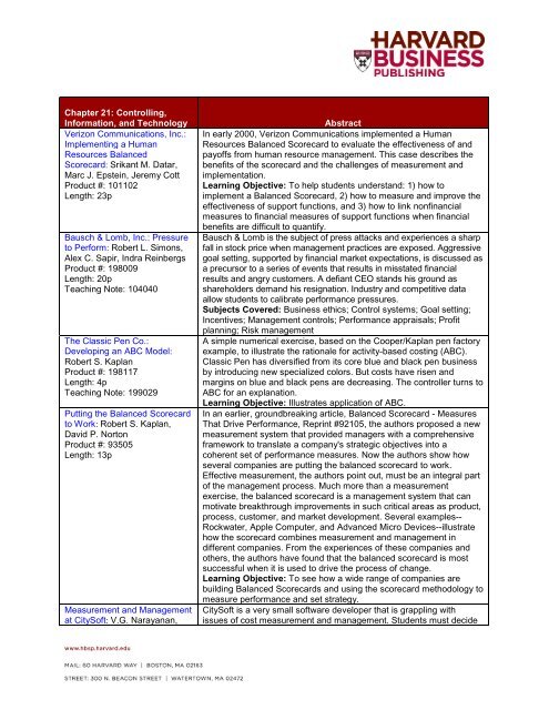 Case Map for Certo: Modern Management - Harvard Business ...