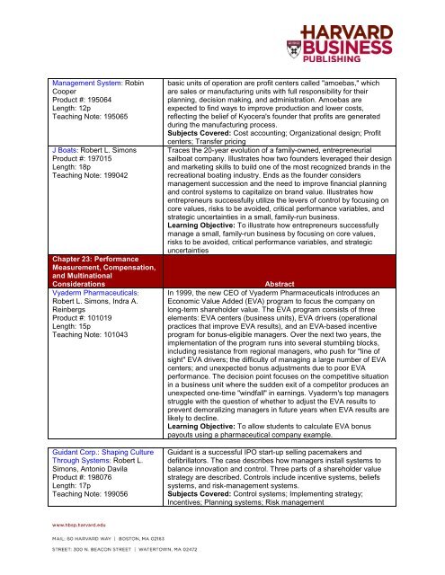 Case Map for Horngren, Foster & Datar: Cost Accounting - Harvard ...