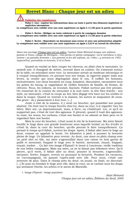 Brevet Blanc Chaque Jour Est Un Adieu Brevet Blanc Chaque Jour Est Un Adieu