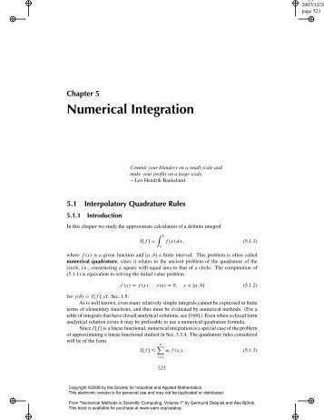 Chapter 5. Numerical Integration - SIAM