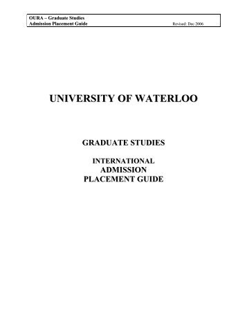 Admission Placement Guide - University of Waterloo