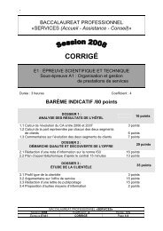 Corrigé et barème détaillé du sujet IBIS - Enseignement Professionnel