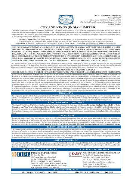 COX AND KINGS (INDIA) LIMITED - Securities and Exchange Board ...