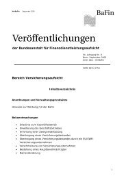 Bereich Versicherungsaufsicht der Bundesanstalt für ... - BaFin