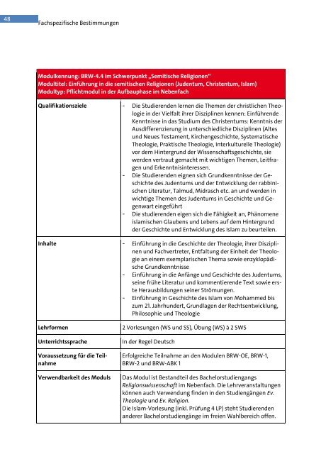 Modulhandbuch - Fachbereich Evangelische Theologie - Universität ...