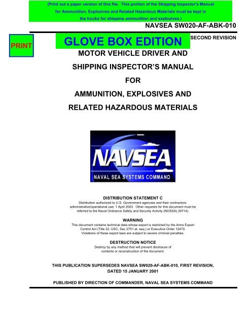 Motor Vehicle Driver and Shipping Inspector's Manual