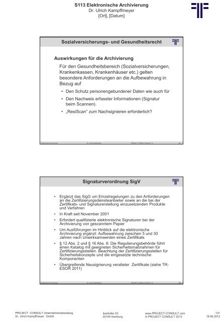 S 113 Elektronische Archivierung - Project Consult ...